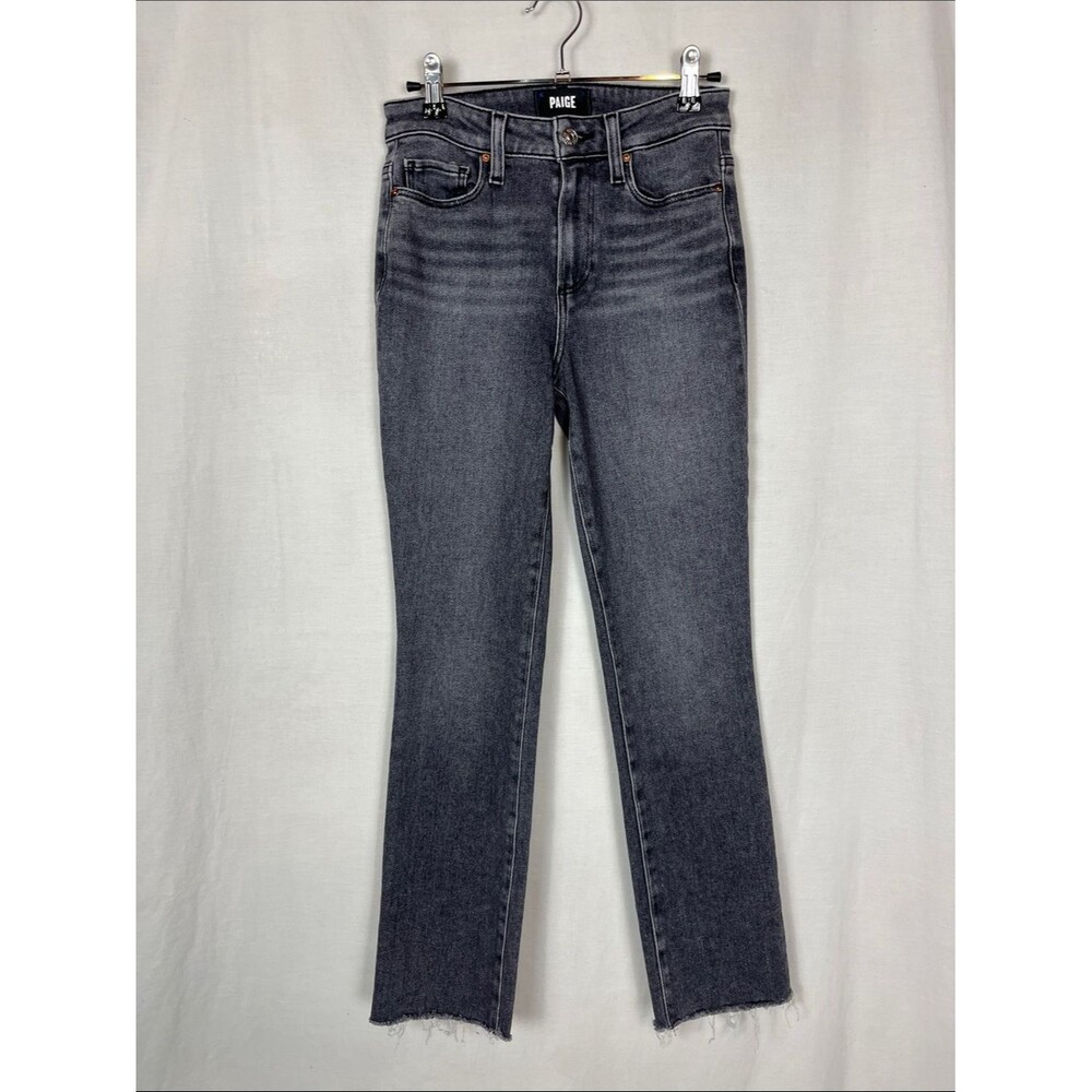 Paige Cindy Antique Black Denim Jeans Distressed Hem